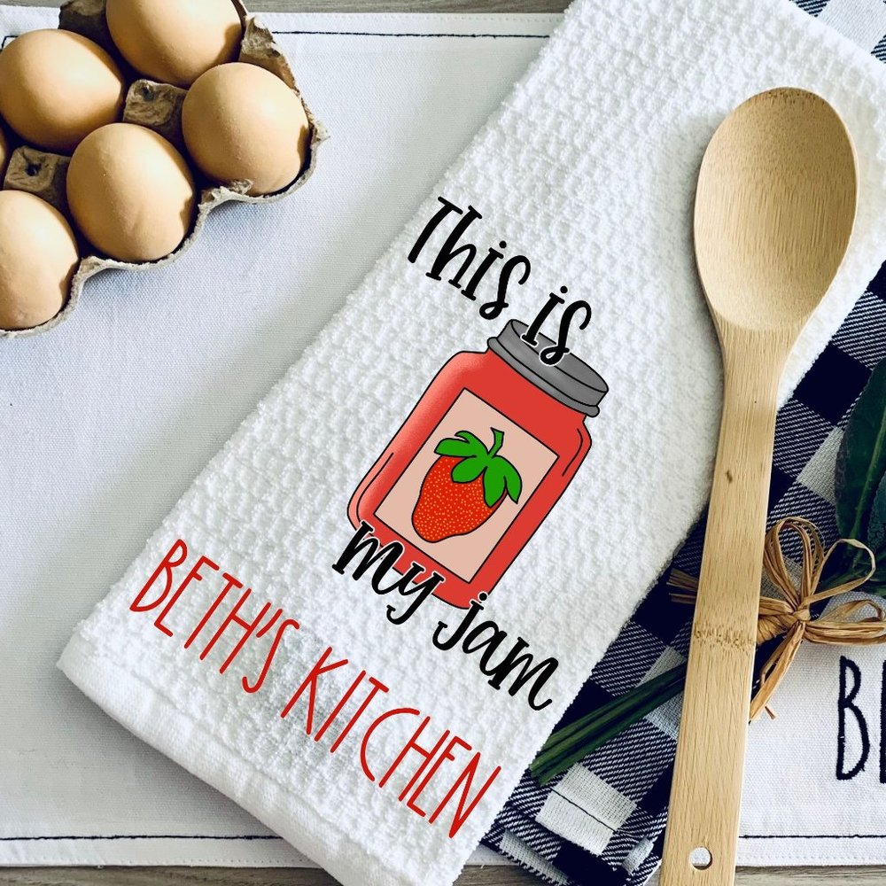 TEA TOWEL-THIS IS MY JAM KITCHEN TOWEL-FUNNY PUNNY KITCHEN TOWEL-…